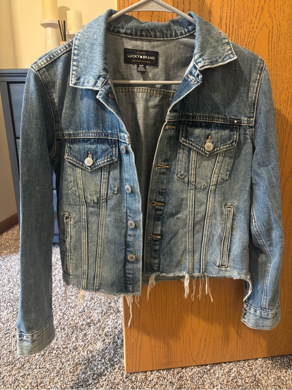 Lucky Brand Faded Blue Distressed Denim Jacket